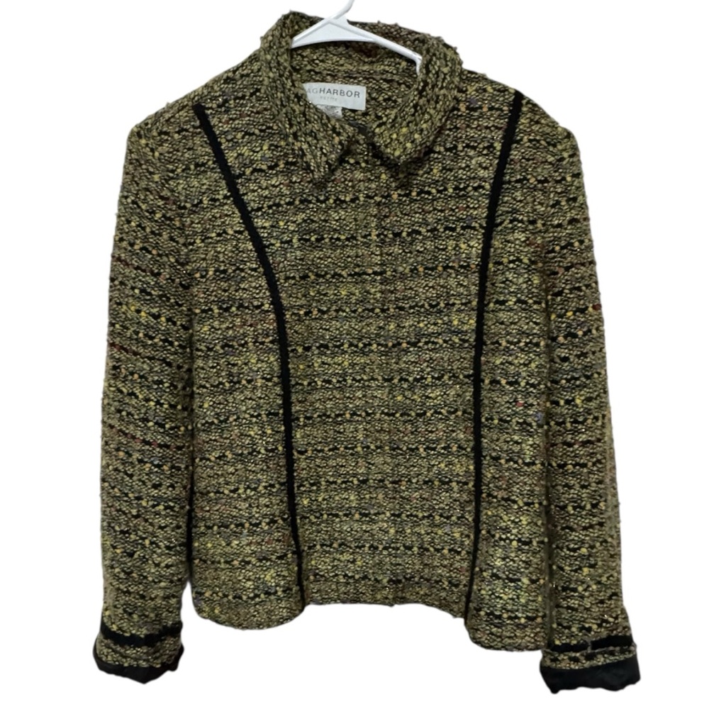Sag Harbor Women's Tweed Blazer - Black and Gold holiday old money cottage - Picture 2 of 12